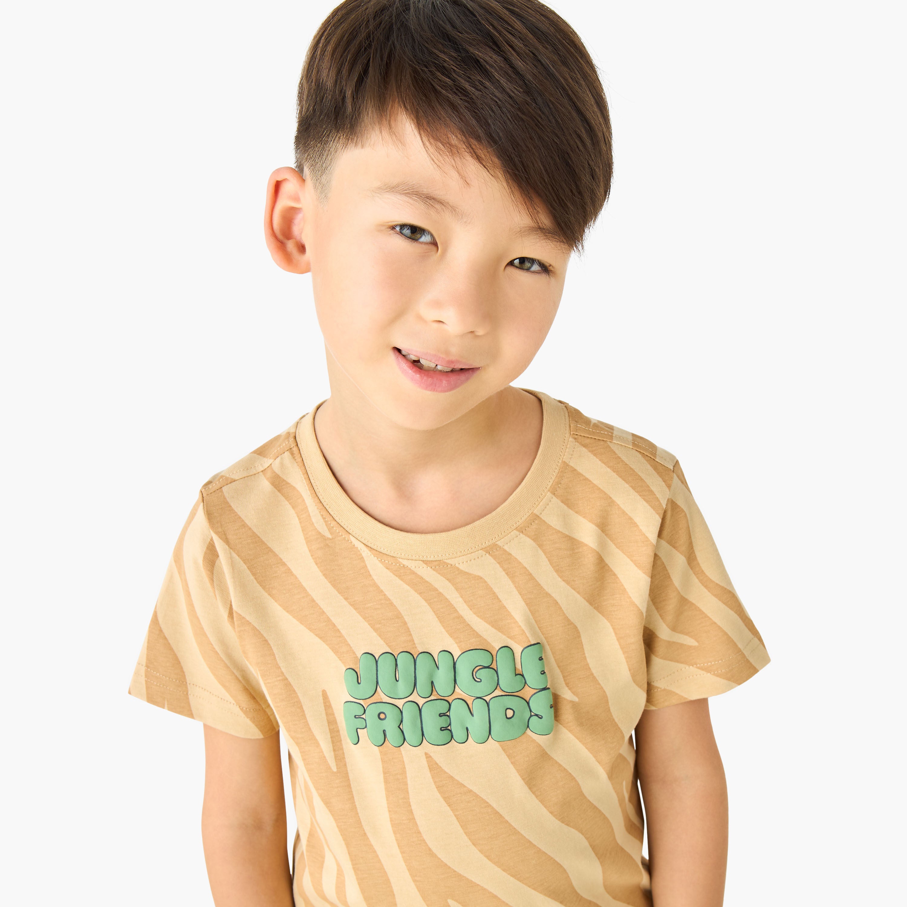 Set of 3 Juniors Crew Neck Short Sleeves T-shirt and Shorts Set with Print