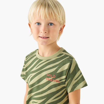Set of 3 Juniors Crew Neck Short Sleeves T-shirt and Shorts Set with Print