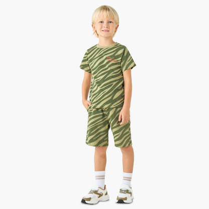 Set of 3 Juniors Crew Neck Short Sleeves T-shirt and Shorts Set with Print