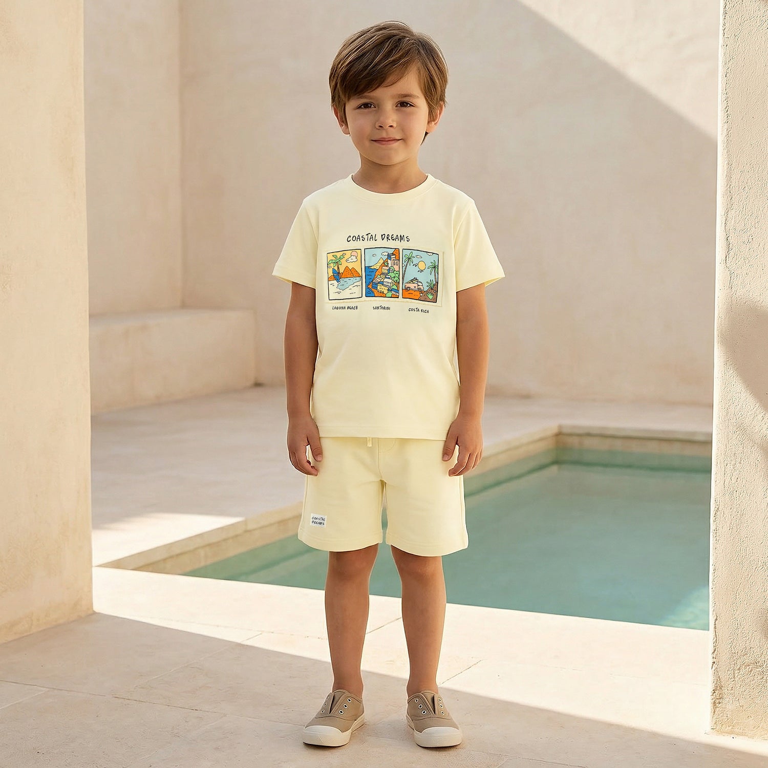 Set of 3 Juniors Crew Neck Short Sleeve T-shirt and Shorts Set with Assorted Print