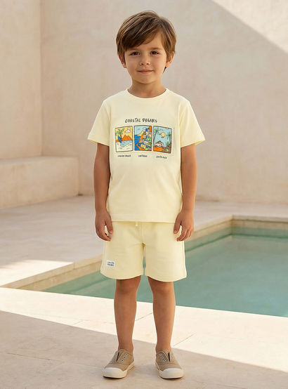Set of 3 Juniors Crew Neck Short Sleeve T-shirt and Shorts Set with Assorted Print-boys-clothing-setsandcoords-image-3