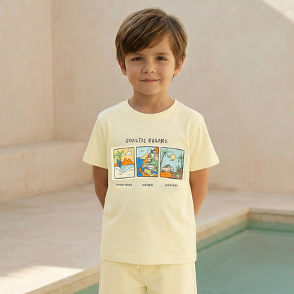 Set of 3 Juniors Crew Neck Short Sleeve T-shirt and Shorts Set with Assorted Print