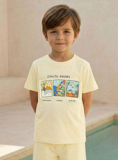 Set of 3 Juniors Crew Neck Short Sleeve T-shirt and Shorts Set with Assorted Print-boys-clothing-setsandcoords-image-4