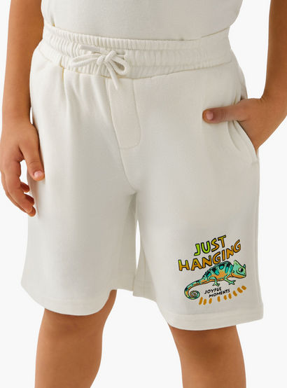 Juniors Collared Neck Short Sleeve Polo T-shirt and Shorts Set with Chameleon Print-boys-clothing-setsandcoords-image-3