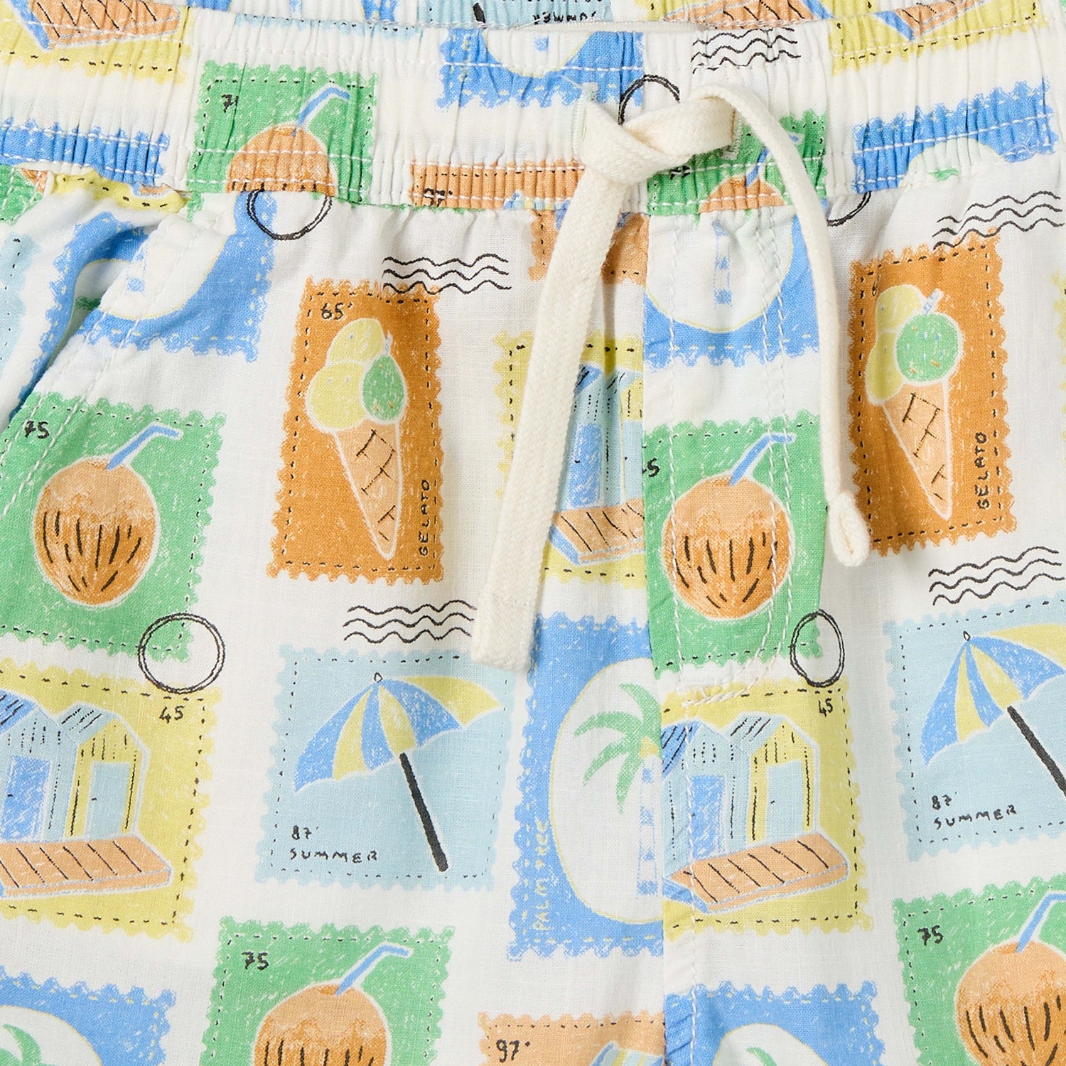 Juniors Collared Short Sleeves Shirt and Shorts Set with Tile Print