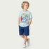 Juniors Crew Neck Short Sleeves T-shirt and Shorts Set with Graphic Print - Blue / 1-2 yrs