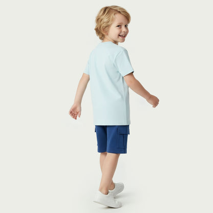Juniors Crew Neck Short Sleeves T-shirt and Shorts Set with Graphic Print