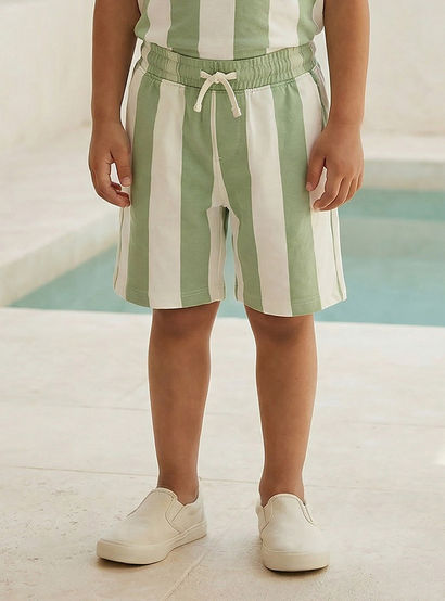 Juniors Crew Neck T-shirt and Shorts Set with Stripes-boys-clothing-setsandcoords-image-4