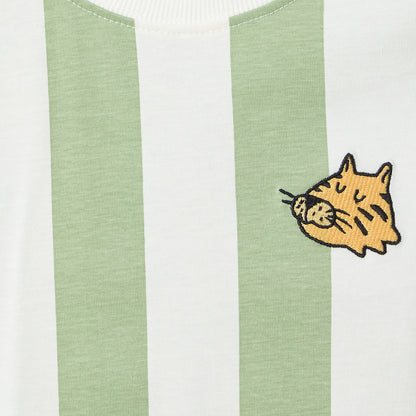 Juniors Crew Neck T-shirt and Shorts Set with Stripes