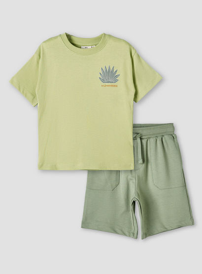 Juniors Crew Neck Short Sleeves T-shirt and Shorts Set with Embroidery-boys-clothing-setsandcoords-image-2