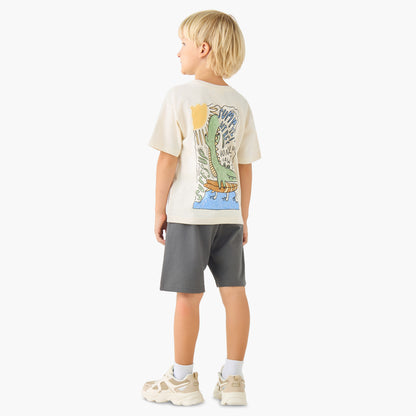 Juniors Crew Neck Short Sleeves T-shirt and Shorts Set with Drawstring Closure