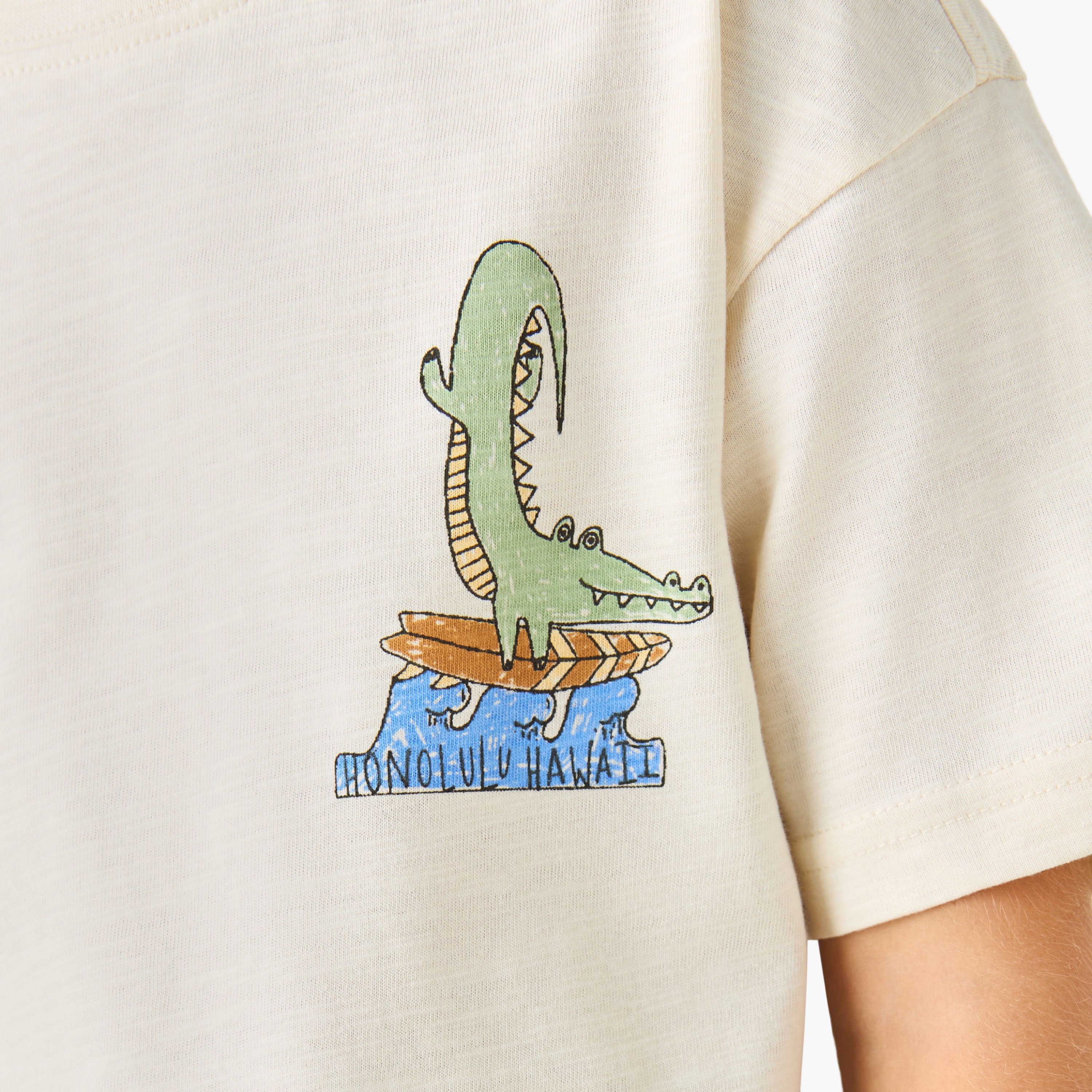 Juniors Crew Neck Short Sleeves T-shirt and Shorts Set with Drawstring Closure