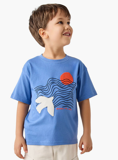 Juniors Crew Neck Short Sleeves T-shirt and Shorts Set with Embroidery-boys-clothing-setsandcoords-image-2