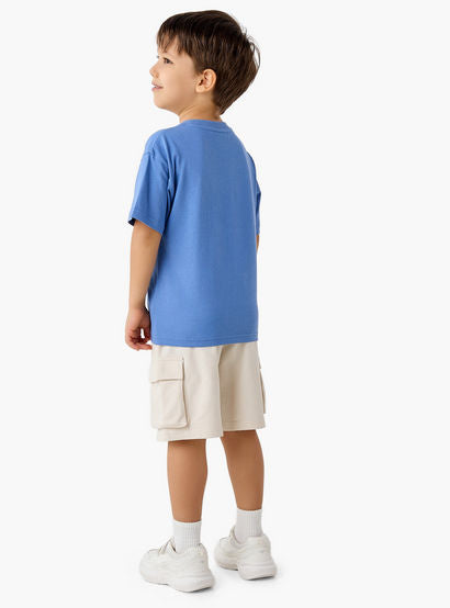 Juniors Crew Neck Short Sleeves T-shirt and Shorts Set with Embroidery-boys-clothing-setsandcoords-image-3