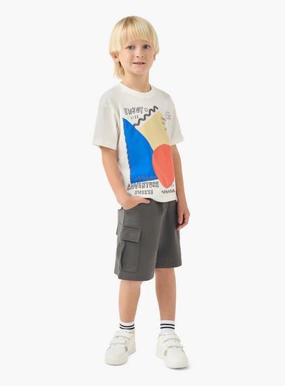 Juniors Crew Neck Short Sleeve T-shirt and Shorts Set with Drawstring Closure-boys-clothing-setsandcoords-image-1