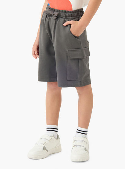 Juniors Crew Neck Short Sleeve T-shirt and Shorts Set with Drawstring Closure-boys-clothing-setsandcoords-image-3