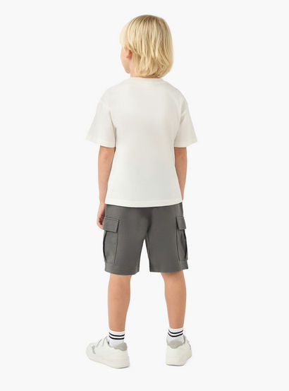 Juniors Crew Neck Short Sleeve T-shirt and Shorts Set with Drawstring Closure-boys-clothing-setsandcoords-image-4
