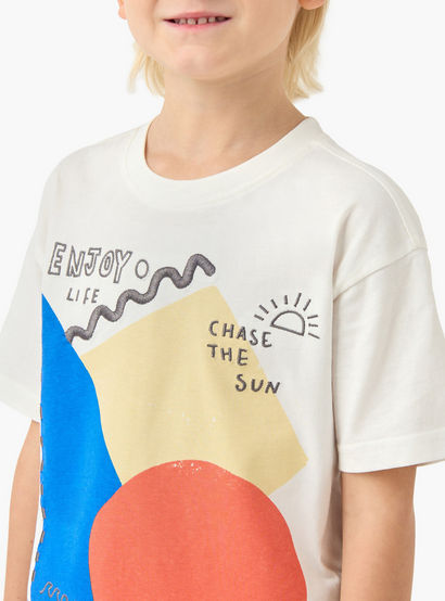 Juniors Crew Neck Short Sleeve T-shirt and Shorts Set with Drawstring Closure-boys-clothing-setsandcoords-image-5