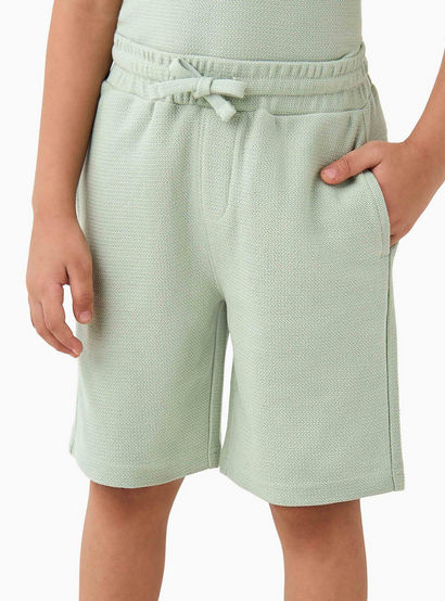 Juniors Boys T-shirt and Shorts Set with Textured Detail - Cotton - Short Sleeves - Crew Neck-boys-clothing-setsandcoords-image-3