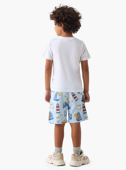 Set of 3 Juniors Crew Neck Short Sleeves T-shirt and Shorts Set with Graphic Print-boys-clothing-setsandcoords-image-4