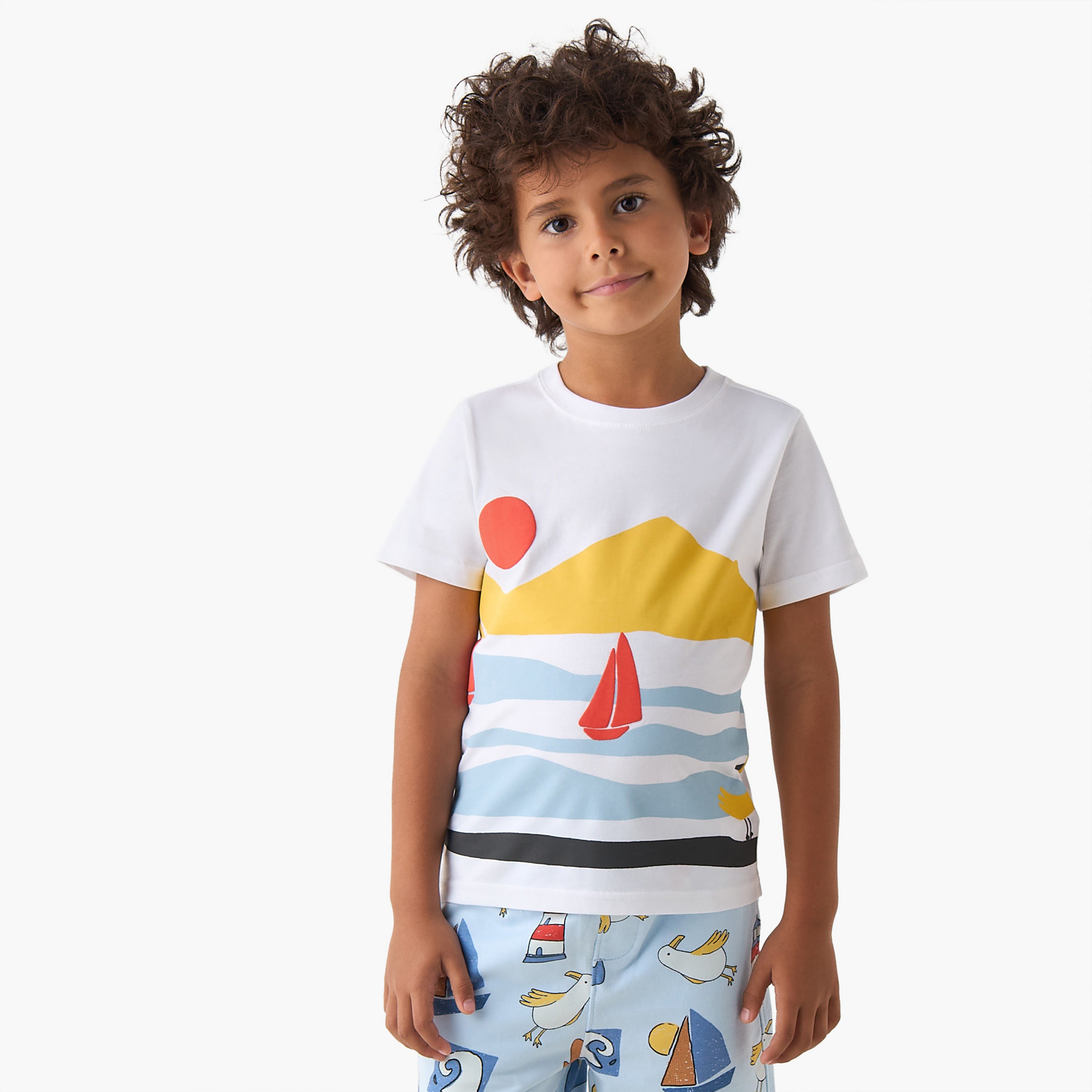 Set of 3 Juniors Crew Neck Short Sleeves T-shirt and Shorts Set with Graphic Print