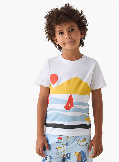 Set of 3 Juniors Crew Neck Short Sleeves T-shirt and Shorts Set with Graphic Print-boys-clothing-setsandcoords-image-5