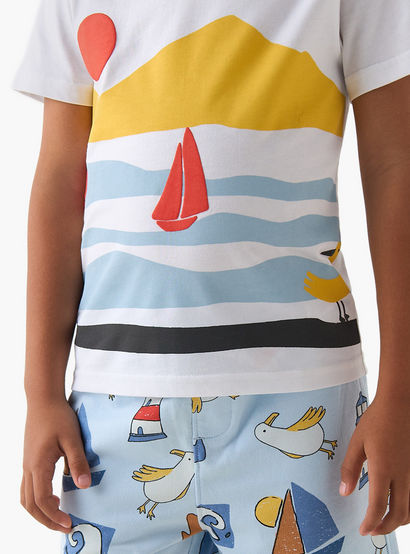 Set of 3 Juniors Crew Neck Short Sleeves T-shirt and Shorts Set with Graphic Print-boys-clothing-setsandcoords-image-7