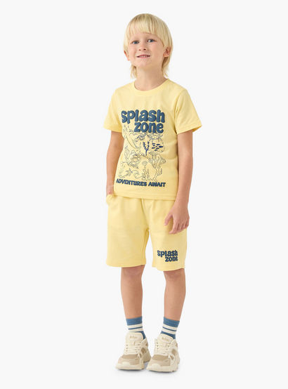 Set of 3 Juniors Crew Neck Short Sleeve T-shirt and Shorts Set with Drawstring Closure-boys-clothing-setsandcoords-image-3