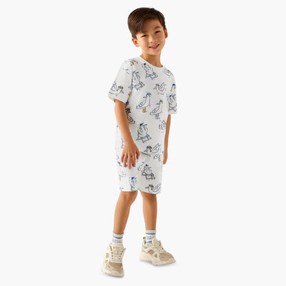 Set of 3 Juniors Crew Neck Short Sleeve T-shirt and Shorts Set with Drawstring Closure