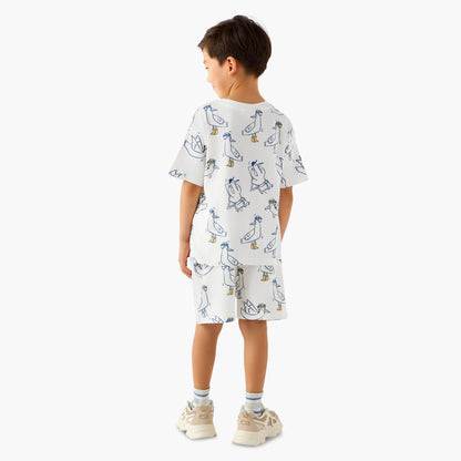 Set of 3 Juniors Crew Neck Short Sleeve T-shirt and Shorts Set with Drawstring Closure