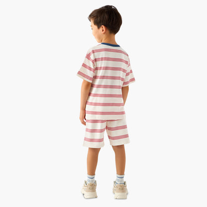 Set of 3 Juniors Crew Neck Short Sleeve T-shirt and Shorts Set with Applique Accent