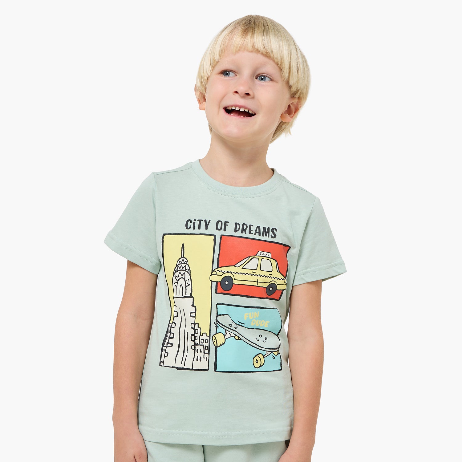 Set of 3 Juniors Crew Neck Short Sleeves T-shirt and Shorts Set with New York Print