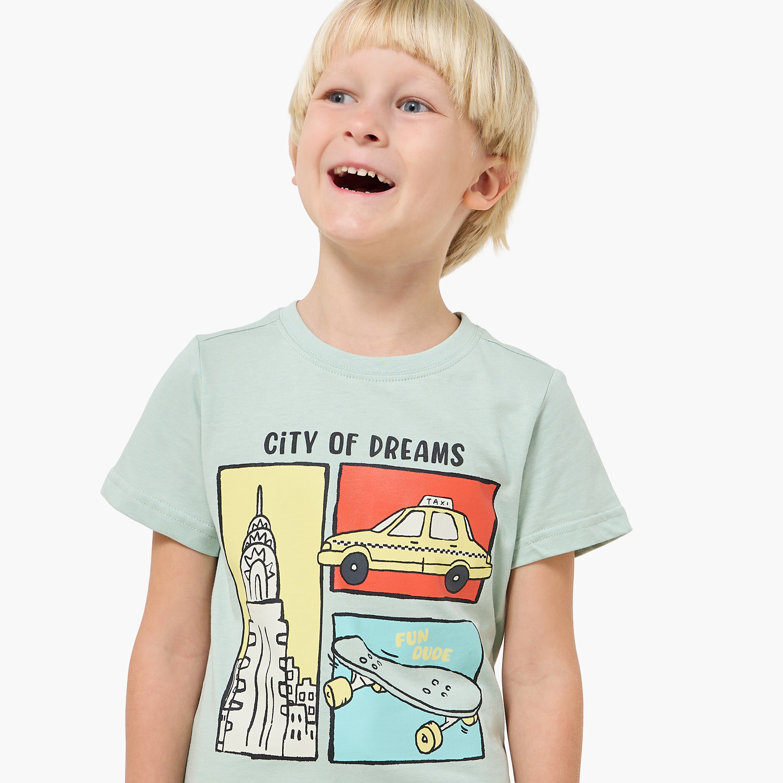 Set of 3 Juniors Crew Neck Short Sleeves T-shirt and Shorts Set with New York Print