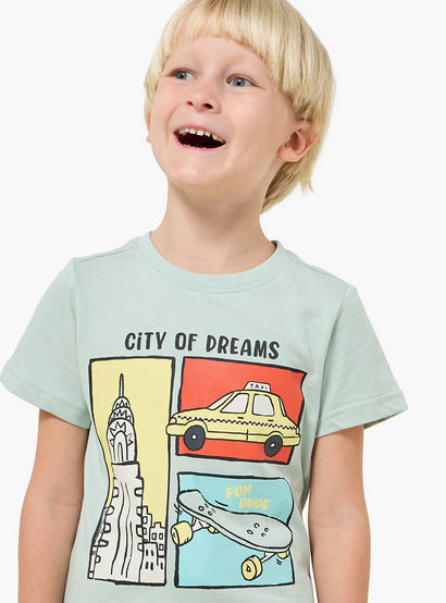 Set of 3 Juniors Crew Neck Short Sleeves T-shirt and Shorts Set with New York Print-boys-clothing-setsandcoords-image-6