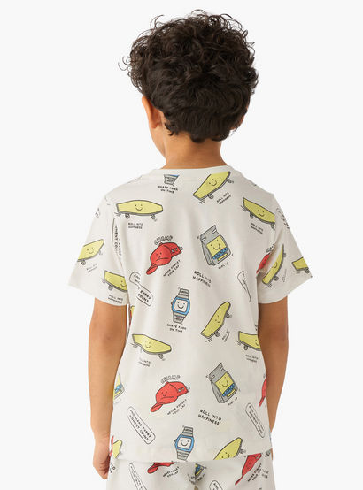 Set of 3 Juniors Crew Neck Short Sleeve T-shirt and Shorts Set with Print-boys-clothing-setsandcoords-image-4