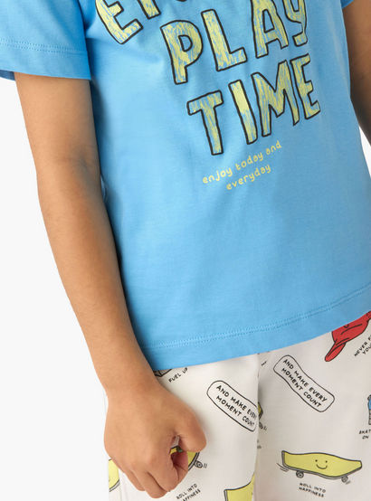 Set of 3 Juniors Crew Neck Short Sleeve T-shirt and Shorts Set with Print-boys-clothing-setsandcoords-image-6