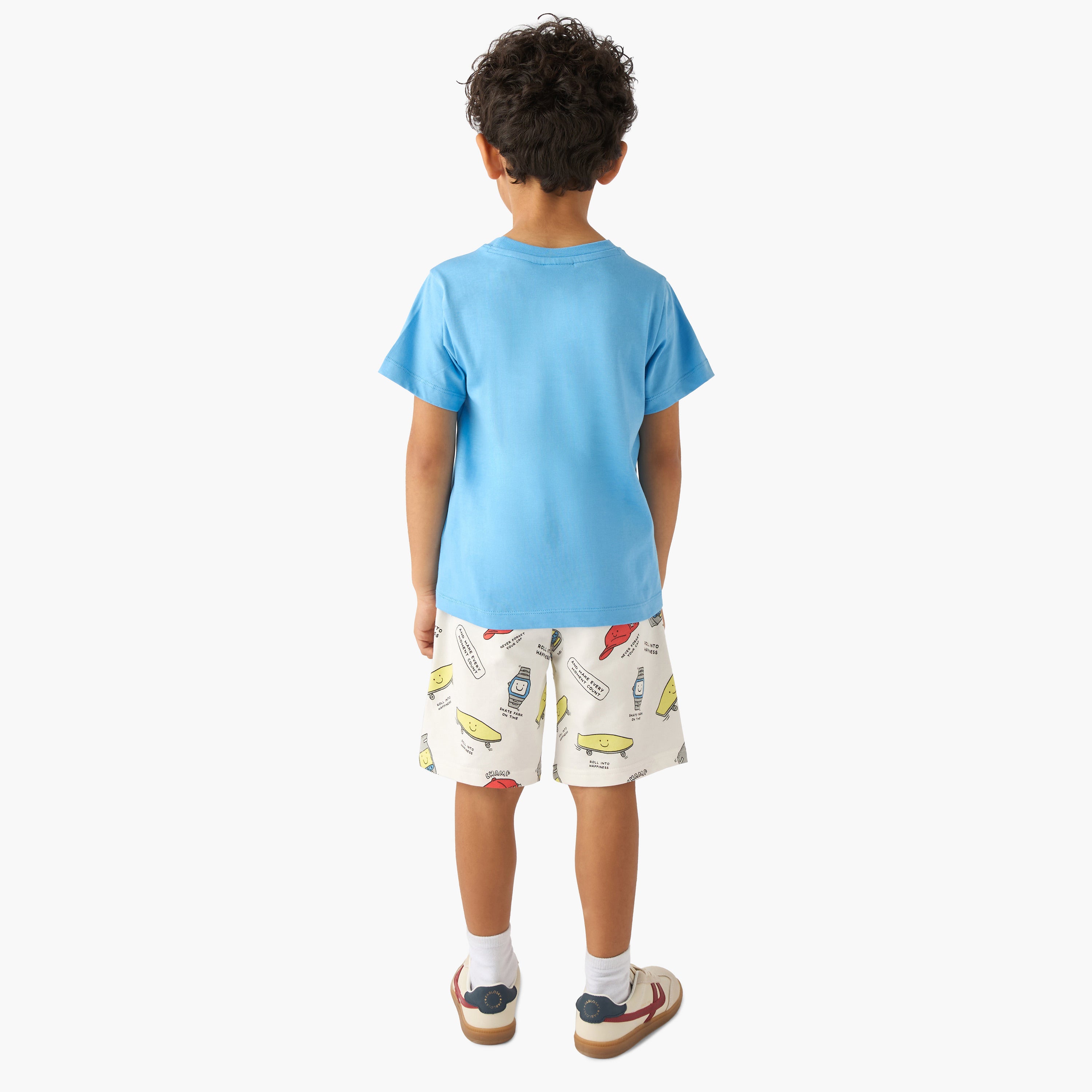 Set of 3 Juniors Crew Neck Short Sleeve T-shirt and Shorts Set with Print