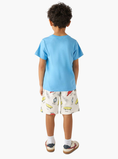 Set of 3 Juniors Crew Neck Short Sleeve T-shirt and Shorts Set with Print-boys-clothing-setsandcoords-image-7
