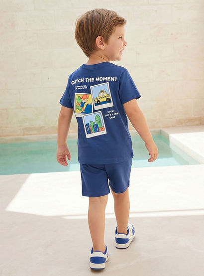 Set of 3 Juniors Crew Neck Short Sleeve T-shirt and Shorts Set with Graphic Print-boys-clothing-setsandcoords-image-4