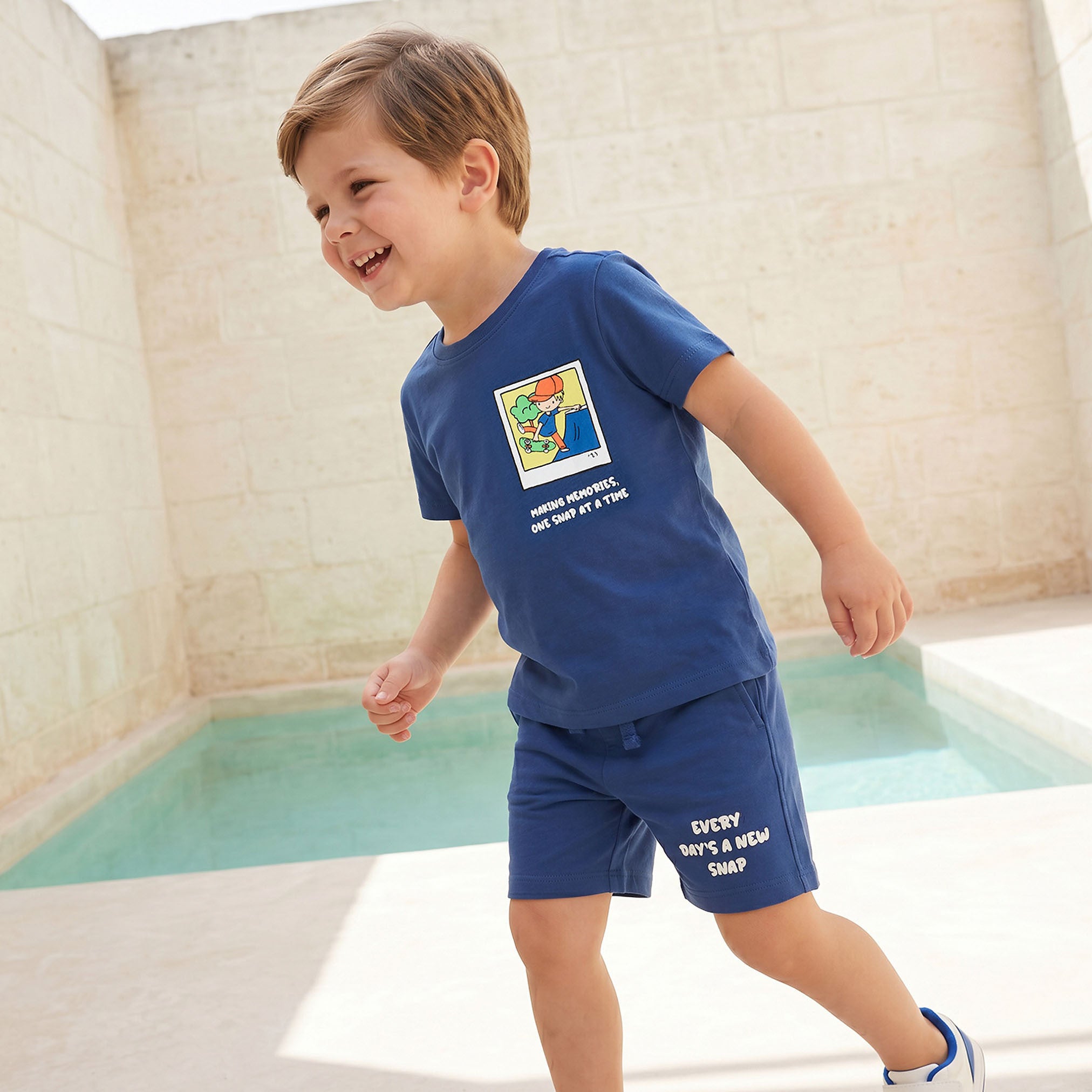 Set of 3 Juniors Crew Neck Short Sleeve T-shirt and Shorts Set with Graphic Print