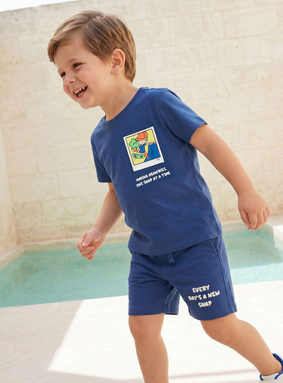 Set of 3 Juniors Crew Neck Short Sleeve T-shirt and Shorts Set with Graphic Print-boys-clothing-setsandcoords-image-8