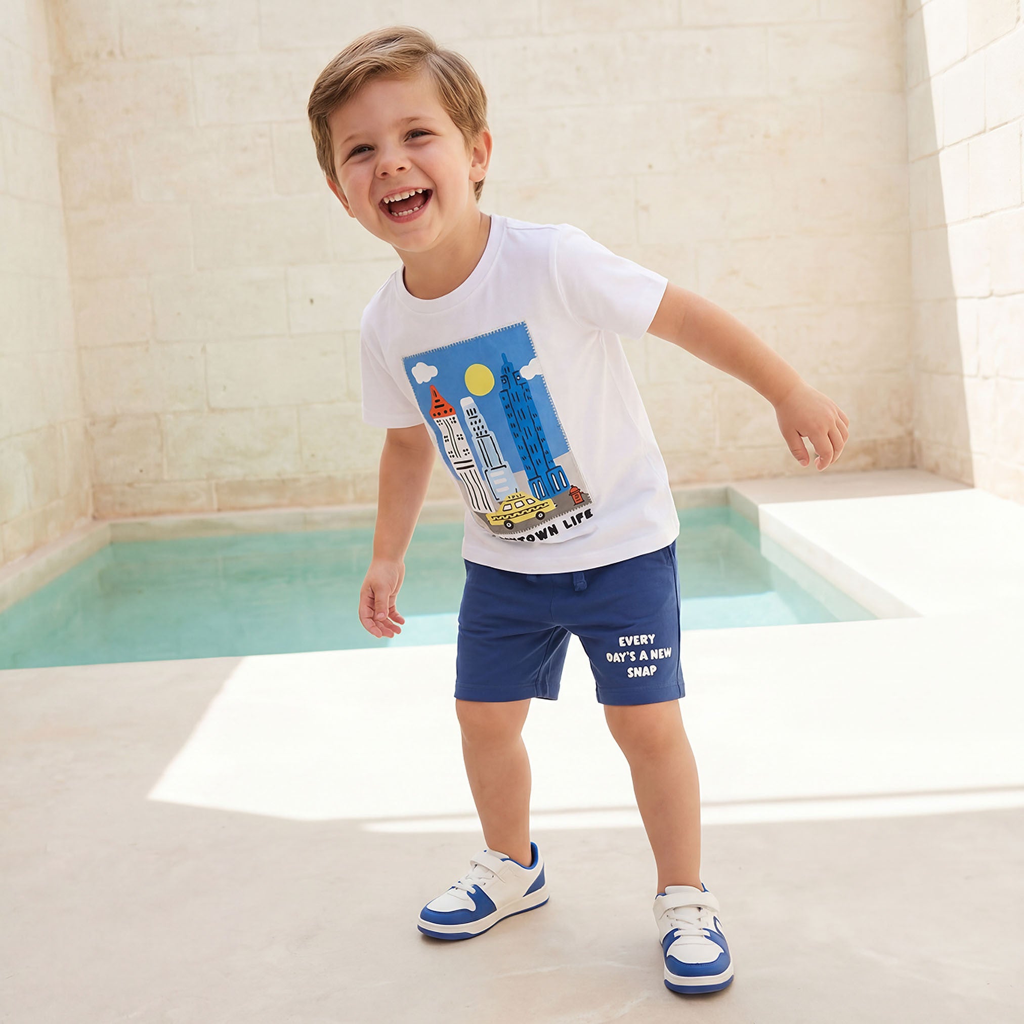 Set of 3 Juniors Crew Neck Short Sleeve T-shirt and Shorts Set with Graphic Print