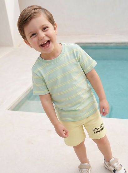 Set of 3 Juniors Crew Neck Short Sleeve T-shirt and Shorts Set with Assorted Print-boys-clothing-setsandcoords-image-2