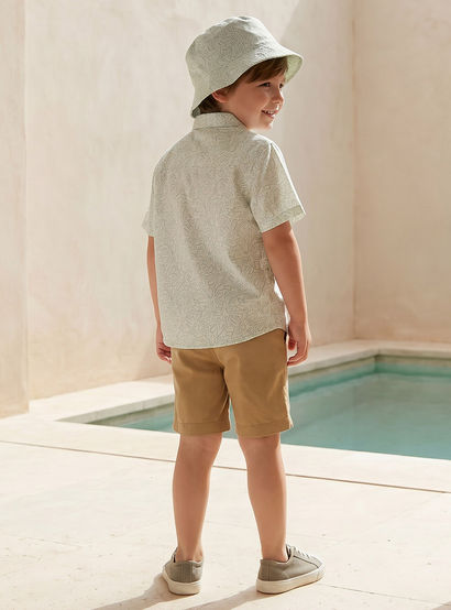 Juniors Collared Short Sleeves Shirt and Shorts Set with Hat-boys-clothing-setsandcoords-image-3