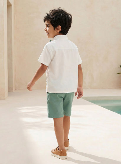 Juniors Collared Short Sleeves Shirt and Shorts Set with Embroidery-boys-clothing-setsandcoords-image-3