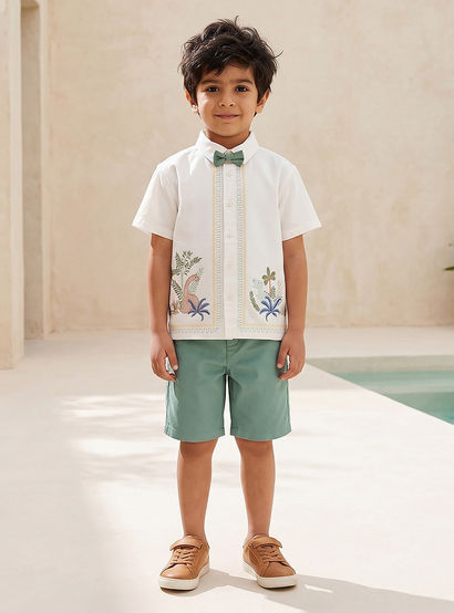 Juniors Collared Short Sleeves Shirt and Shorts Set with Embroidery-boys-clothing-setsandcoords-image-7