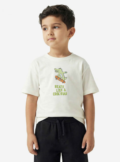 Juniors Crew Neck Short Sleeves T-shirt and Shorts Set with Crocodile Embroidery-boys-clothing-setsandcoords-image-2
