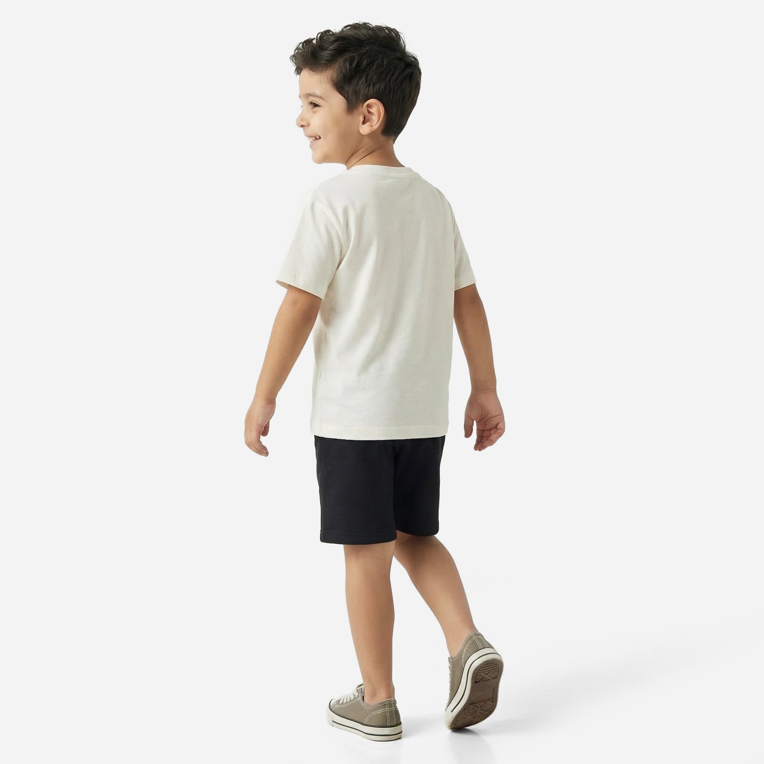 Juniors Crew Neck Short Sleeves T-shirt and Shorts Set with Crocodile Embroidery