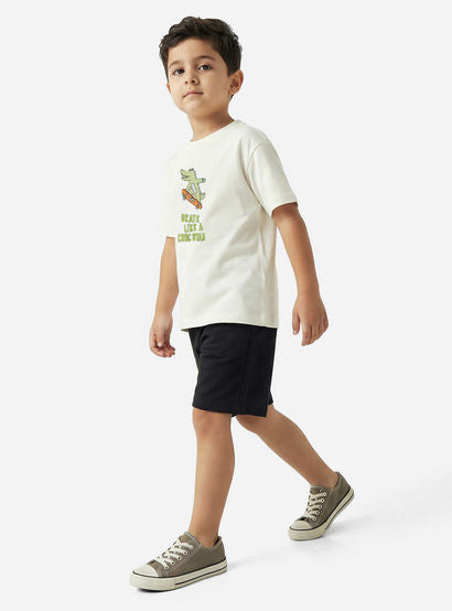 Juniors Crew Neck Short Sleeves T-shirt and Shorts Set with Crocodile Embroidery-boys-clothing-setsandcoords-image-7