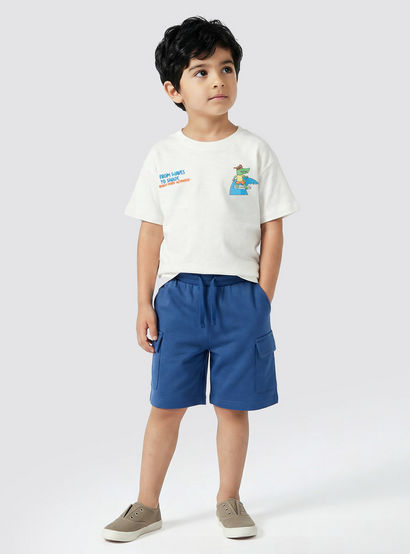 Juniors Crew Neck Short Sleeves T-shirt and Shorts Set with Graphic Print-boys-clothing-setsandcoords-image-4